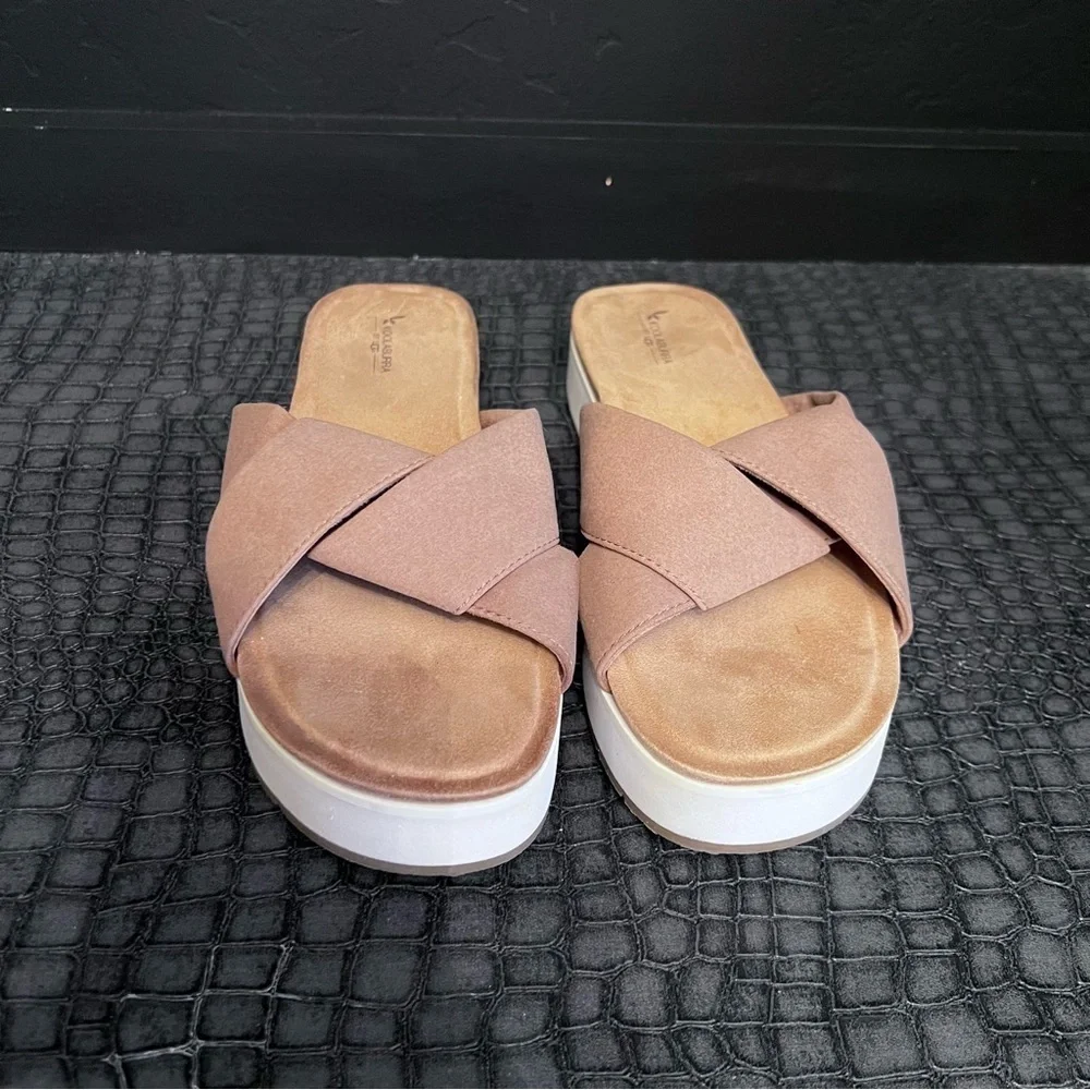 Koolaburra By UGG Womens Size 9 Color Beige/ White Platform Slide San-dals
